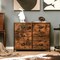 Rustic Brown MDF 6 Drawer Dresser with Metal Frame and Fabric Storage